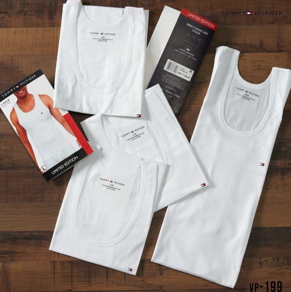 Tommy Mens White Vest - 3 Pcs Combo Pack - Image 7