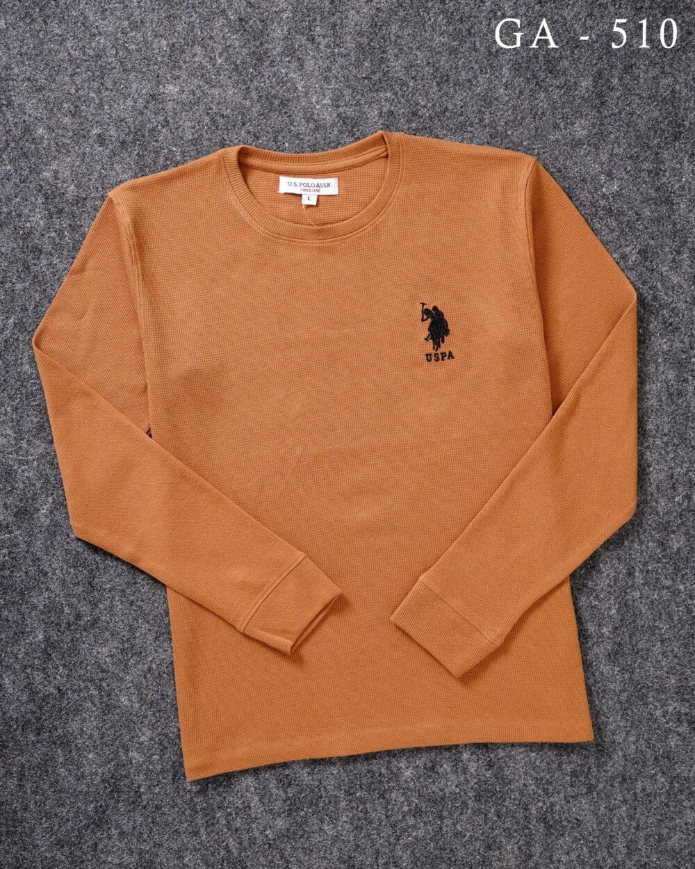 USPA Premium Cotton Waffle Round neck Full Sleeve T-shirt ONLY L Size - Image 3