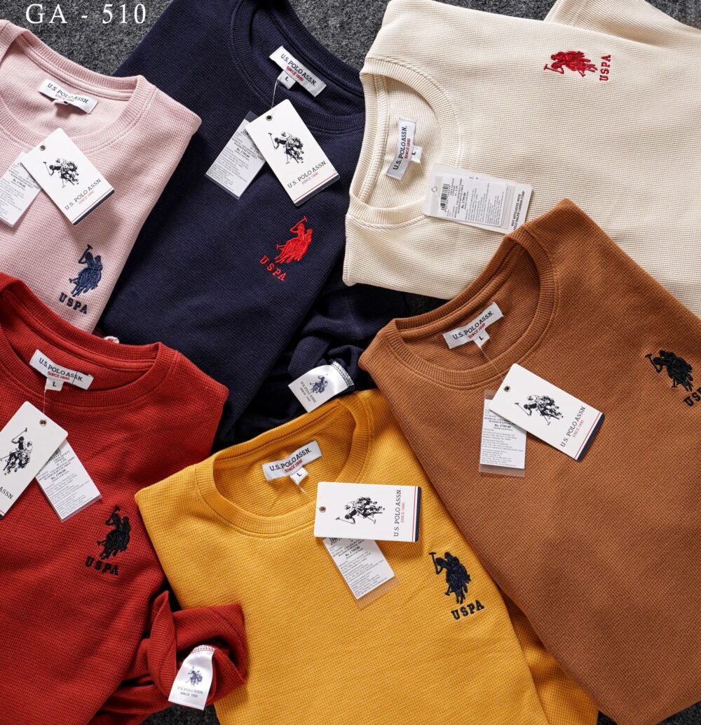 USPA Premium Cotton Waffle Round neck Full Sleeve T-shirt ONLY L Size - Image 5