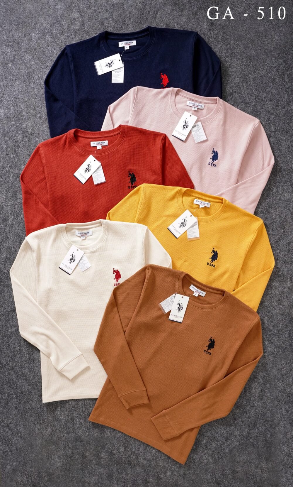 USPA Premium Cotton Waffle Round neck Full Sleeve T-shirt ONLY L Size