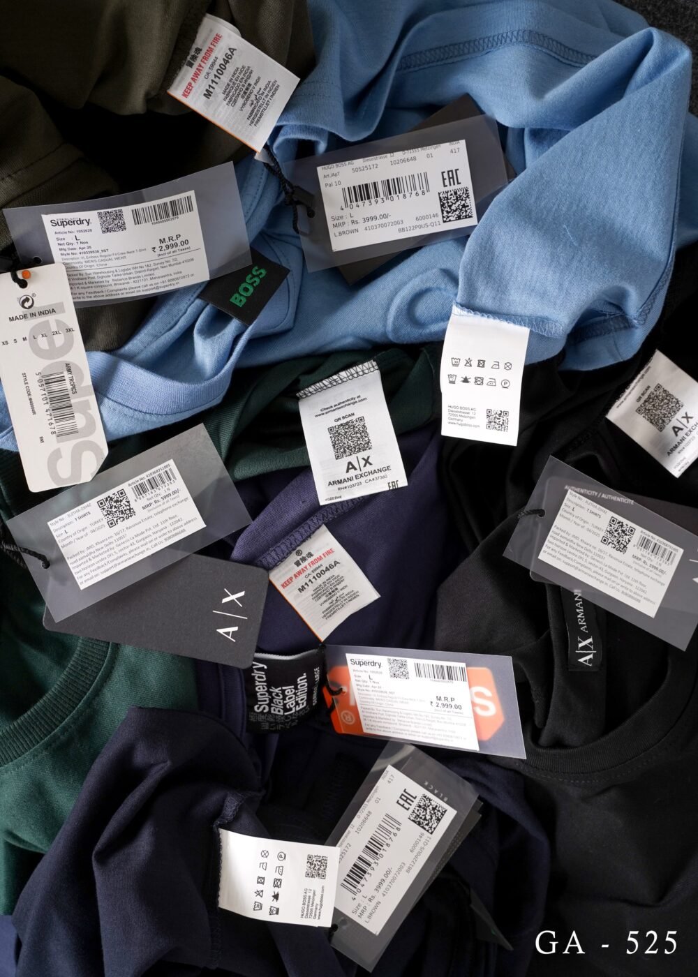 MULTI-BRAND EMBOSSED ROUND NECK HALF SLEEVE T-SHIRT - 5 COLOURS - Image 7