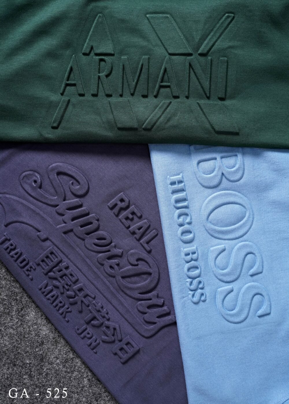 MULTI-BRAND EMBOSSED ROUND NECK HALF SLEEVE T-SHIRT - 5 COLOURS - Image 3