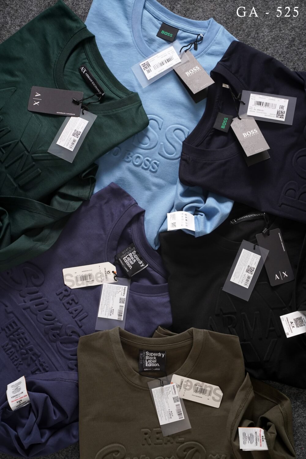 MULTI-BRAND EMBOSSED ROUND NECK HALF SLEEVE T-SHIRT - 5 COLOURS - Image 4