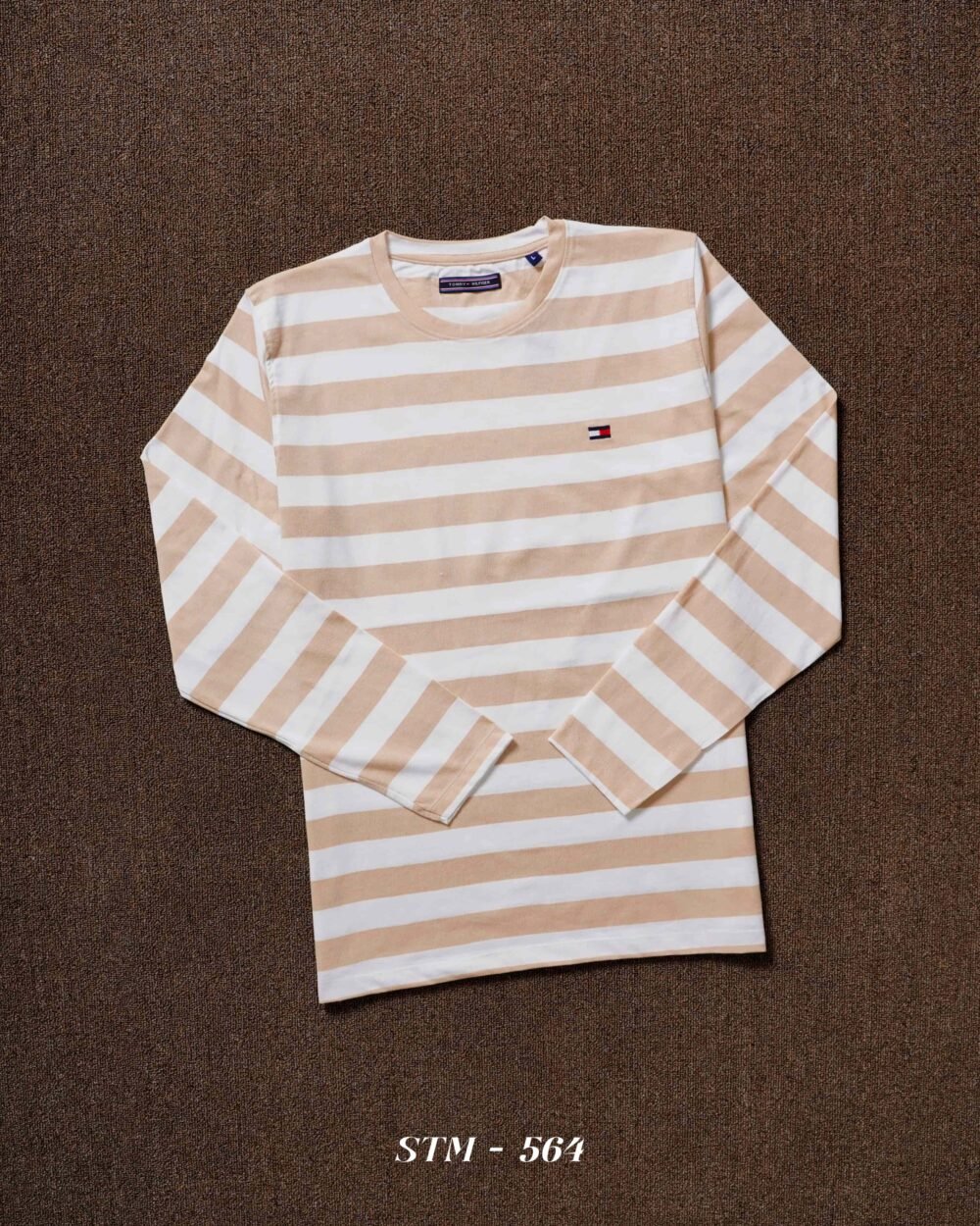 Multi Brand Premium Cotton Auto Stripped Round neck Full Sleeve T-shirt - Image 2