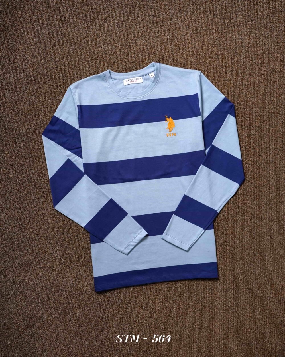 Multi Brand Premium Cotton Auto Stripped Round neck Full Sleeve T-shirt - Image 3