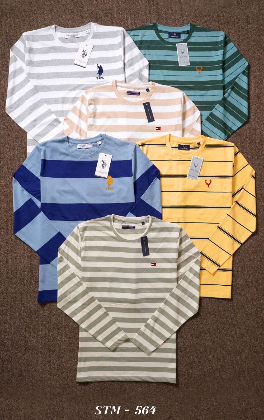 Multi Brand Premium Cotton Auto Stripped Round neck Full Sleeve T-shirt