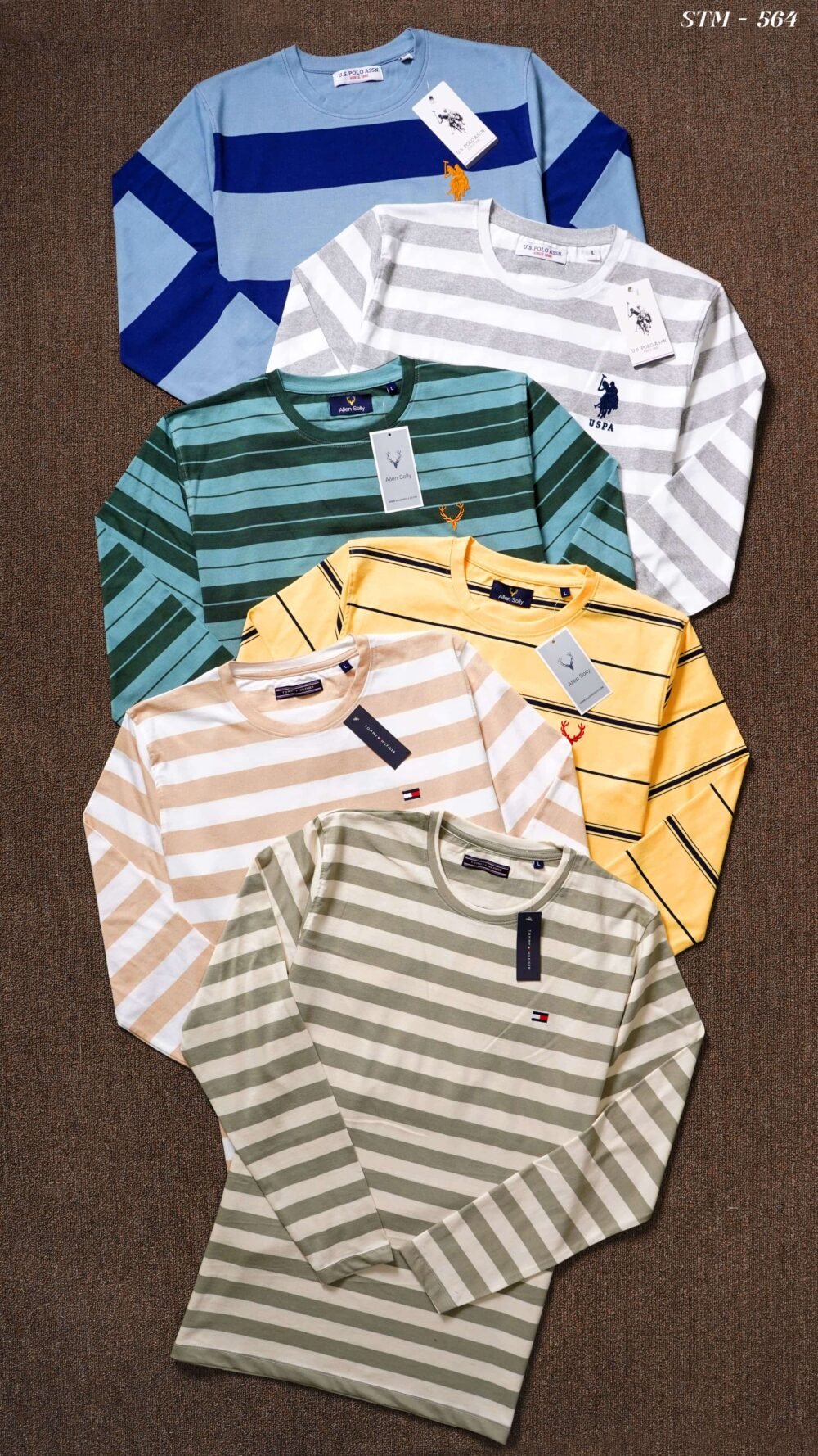 Multi Brand Premium Cotton Auto Stripped Round neck Full Sleeve T-shirt - Image 8