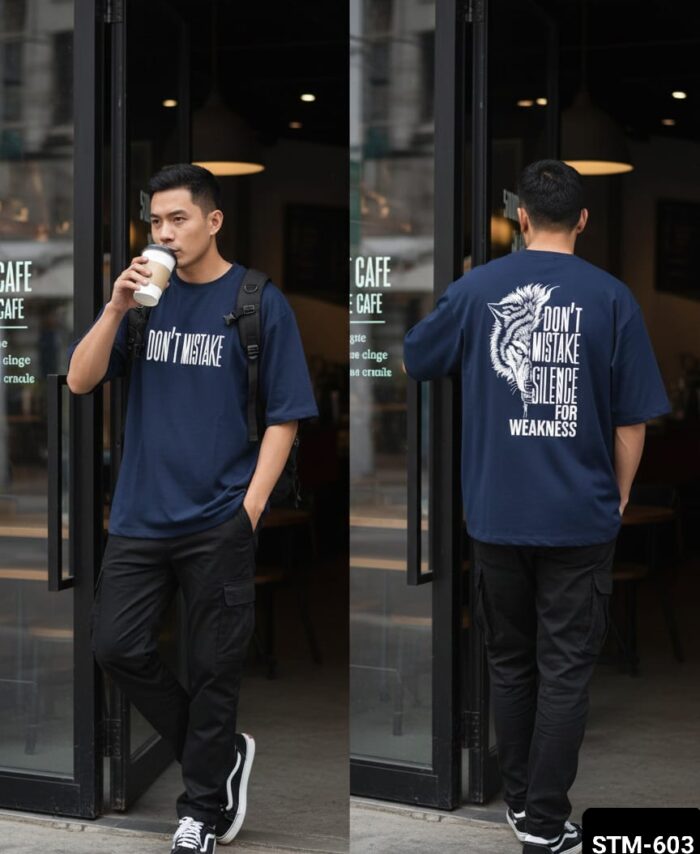 GREY ARMOUR COTTON OVER SIZED T-SHIRT HALF SLEEVE