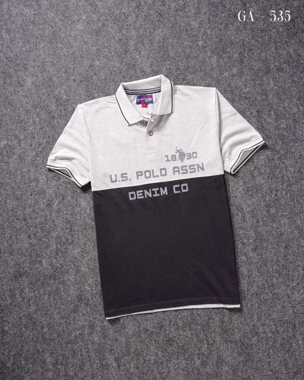 U.S Polo Premium Printed Cotton Matty Polo T shirt - Image 2