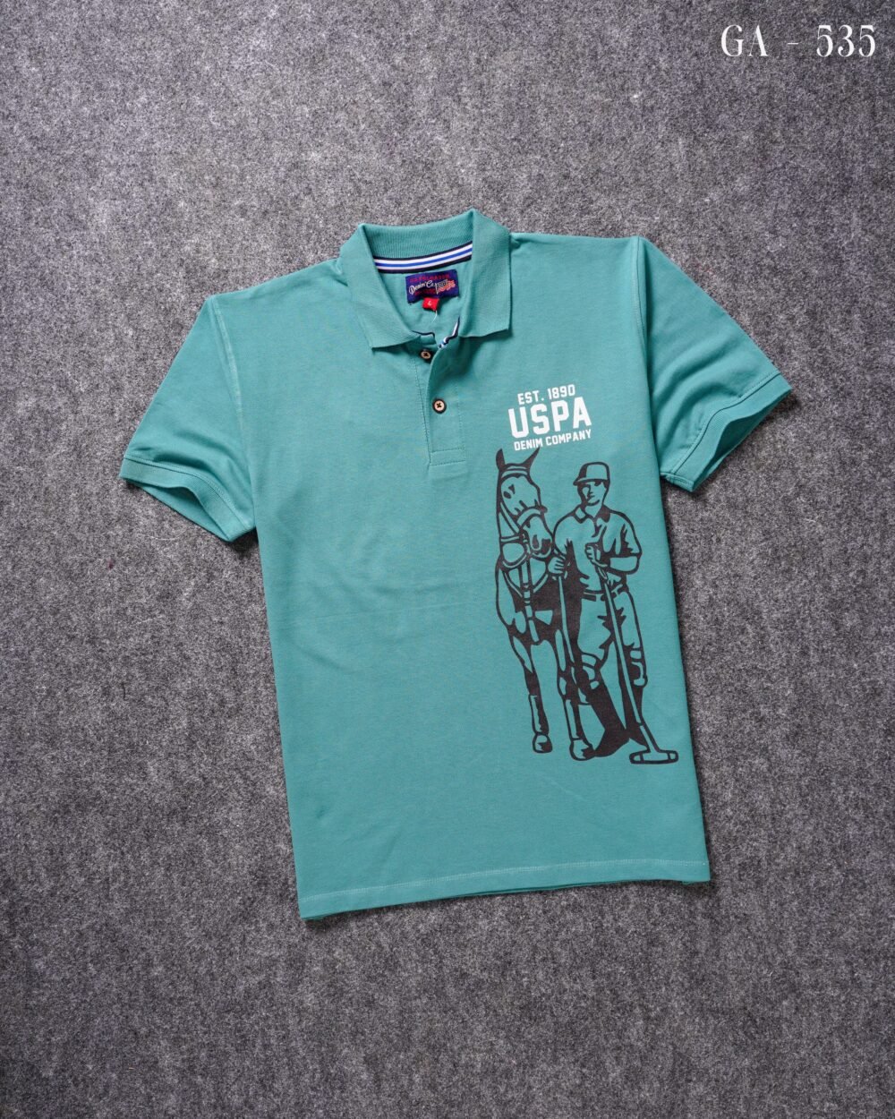 U.S Polo Premium Printed Cotton Matty Polo T shirt - Image 7
