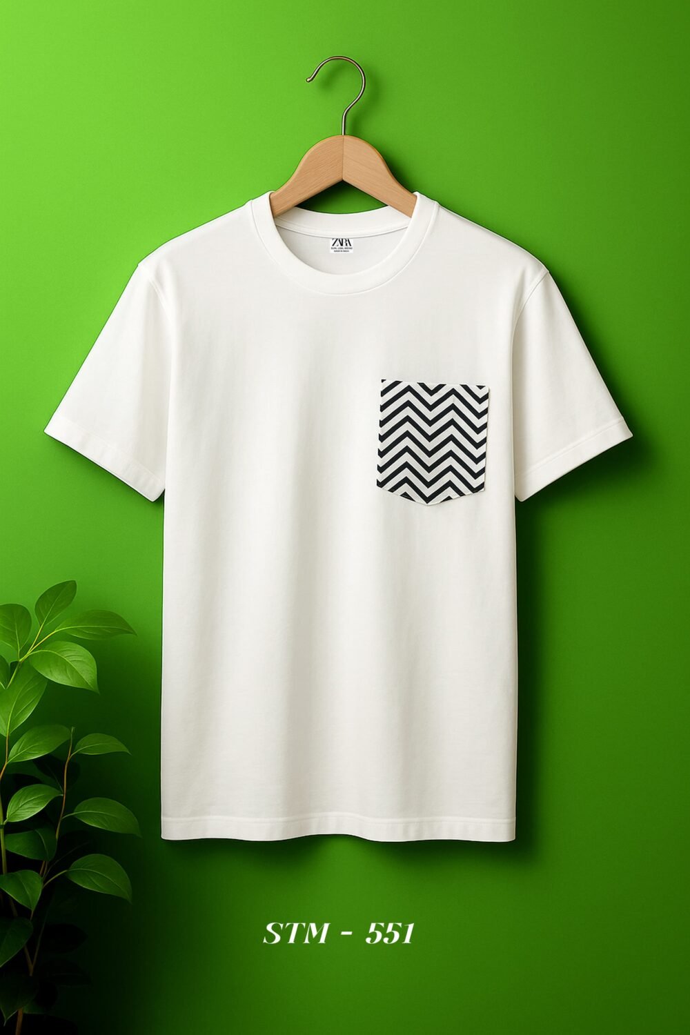 ZARA PREMIUM QUALITY COTTON POCKET ROUND NECK T-SHIRT - Image 3