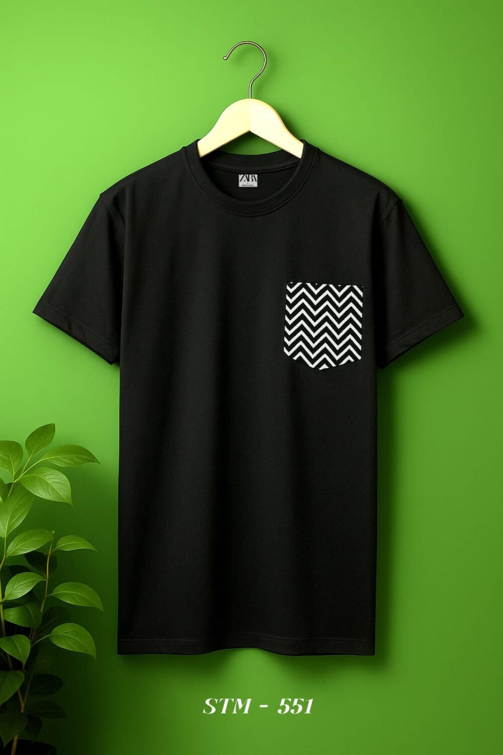 ZARA PREMIUM QUALITY COTTON POCKET ROUND NECK T-SHIRT - Image 4
