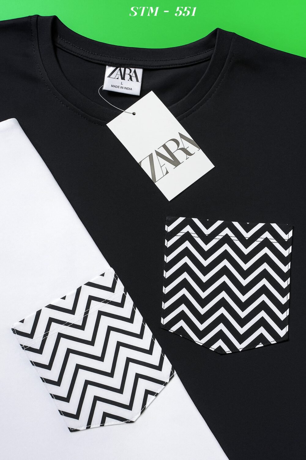 ZARA PREMIUM QUALITY COTTON POCKET ROUND NECK T-SHIRT - Image 5