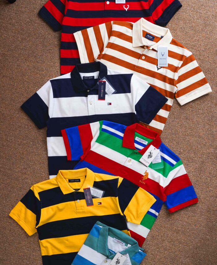 Multibrand Premium Engineering strip Cotton Polo T shirt