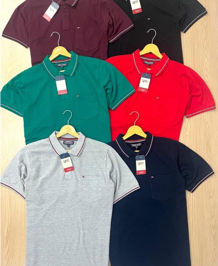 TMY Plain Cotton Pique Pocket Polo T-shirt