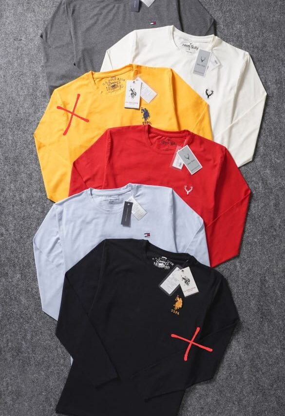 Multi Brand Premium Cotton Lycra Plain Round neck Full Sleeve T-shirt