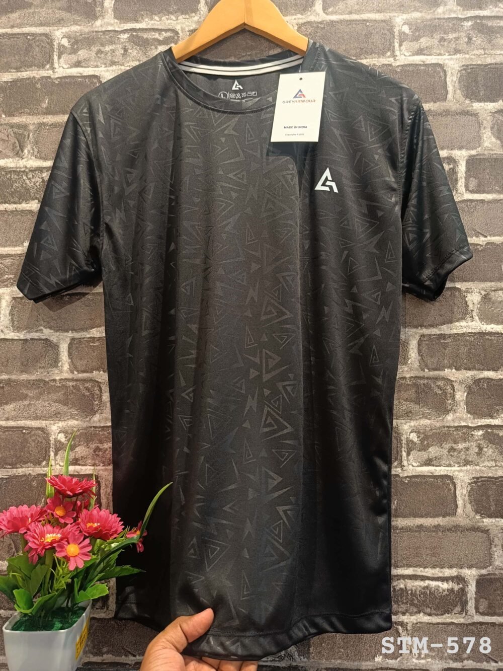 Grey Armour Embossed Sports Polyester Round neck Tshirt - Image 2