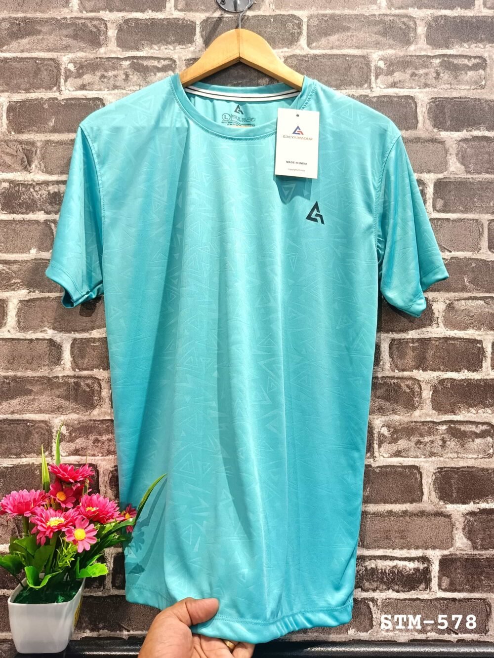 Grey Armour Embossed Sports Polyester Round neck Tshirt - Image 3