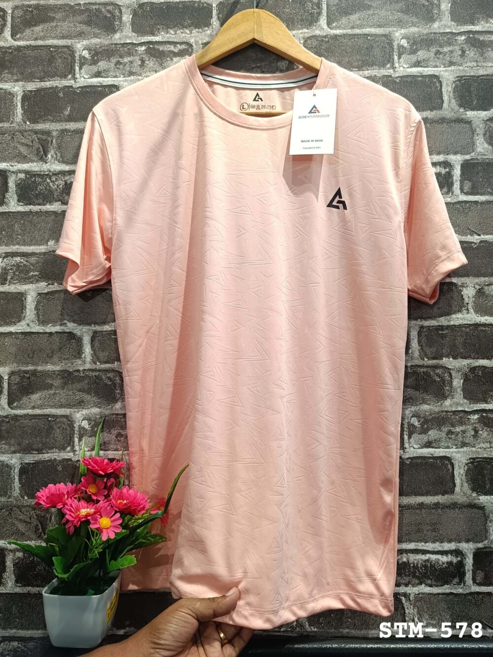 Grey Armour Embossed Sports Polyester Round neck Tshirt - Image 5