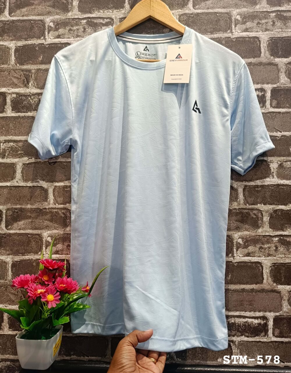 Grey Armour Embossed Sports Polyester Round neck Tshirt - Image 6