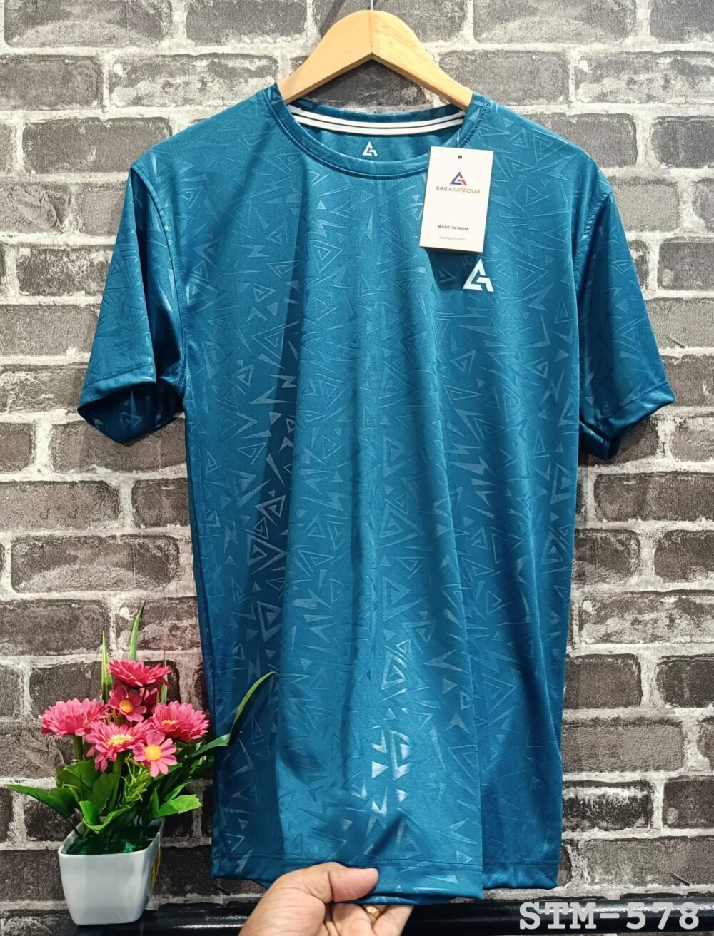 Grey Armour Embossed Sports Polyester Round neck Tshirt - Image 7