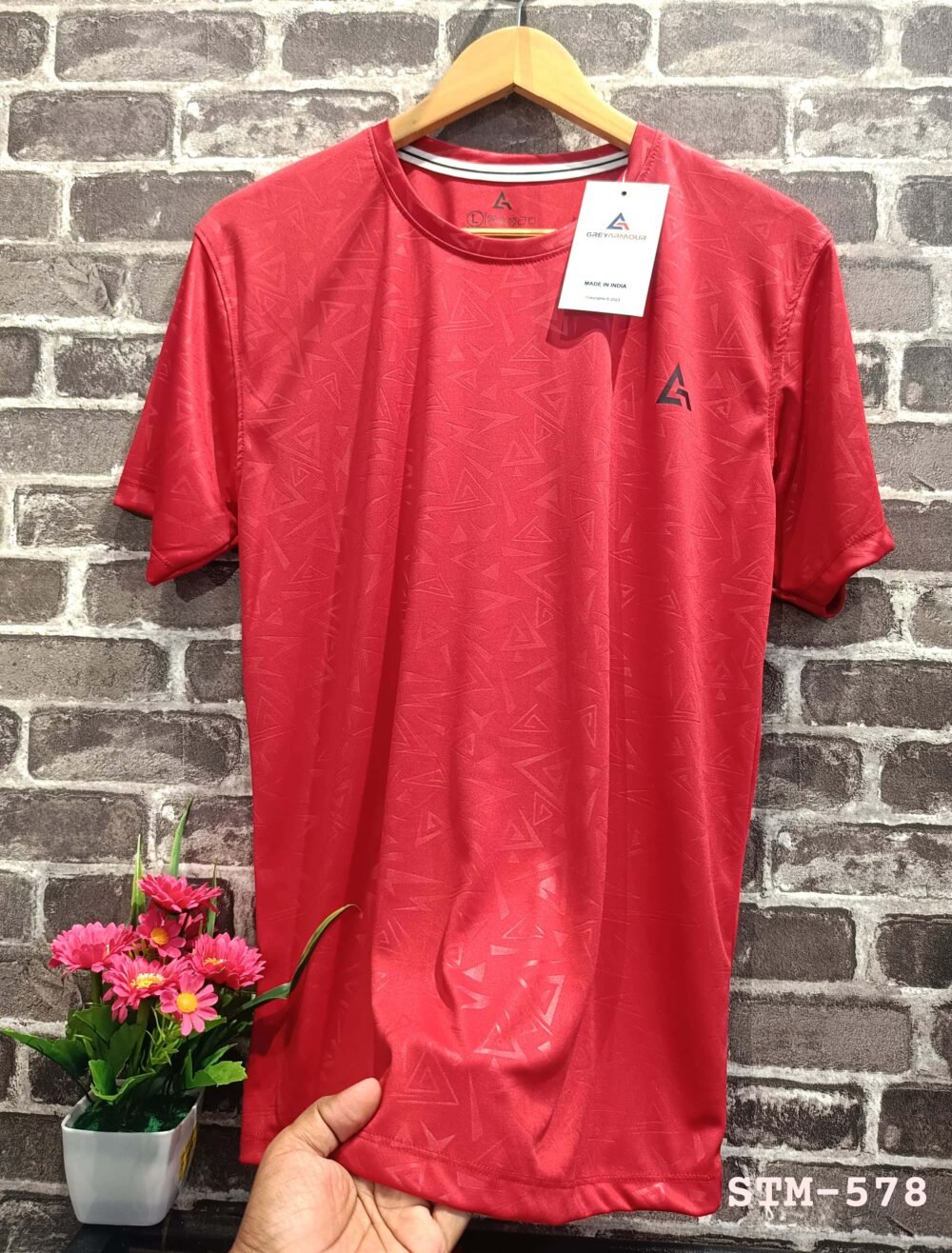 Grey Armour Embossed Sports Polyester Round neck Tshirt - Image 10