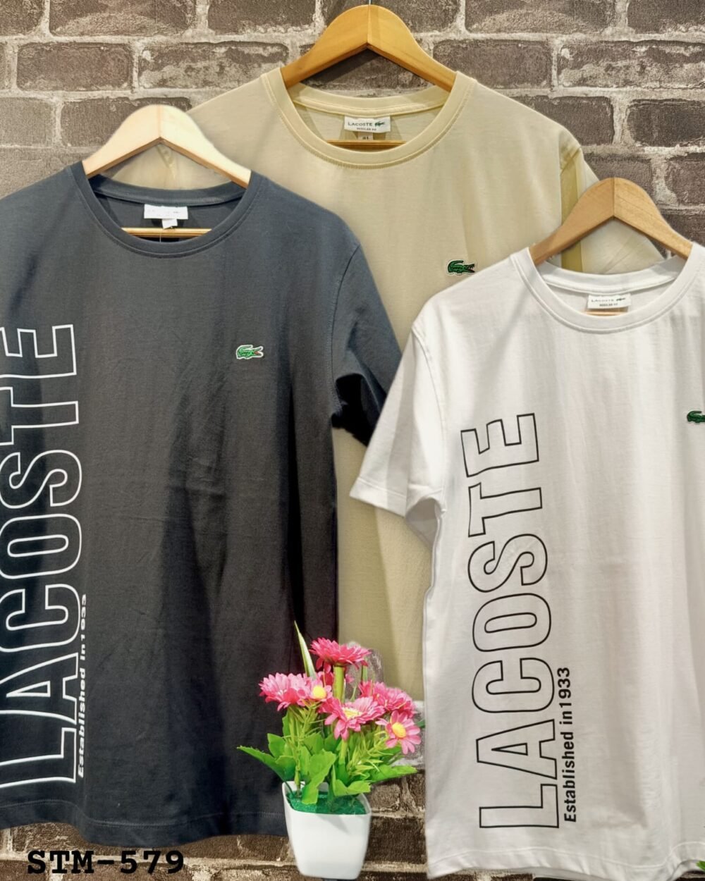 LACOSTE COTTON PRINTED ROUND NECK HALF SLEEVE T-SHIRT