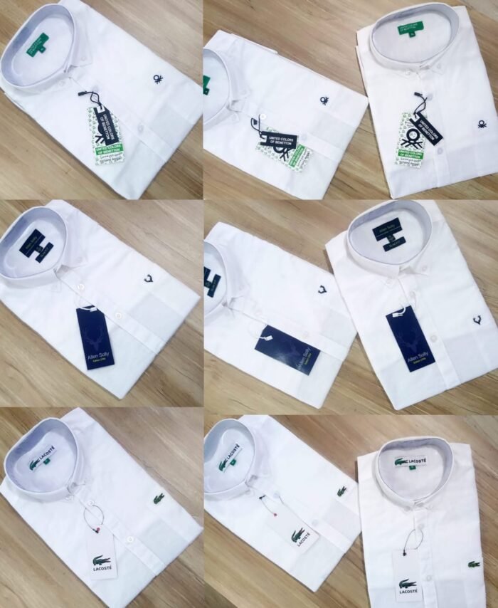 Multibrand Premium Oxford Cotton White Shirts Full Sleeve