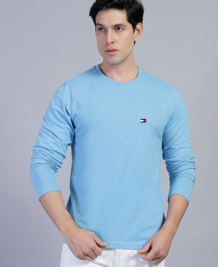 TMY Premium Cotton Lycra Plain Round neck Full Sleeve T-shirt