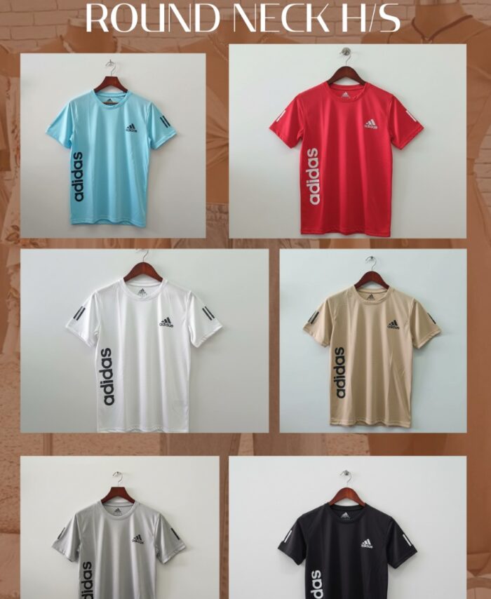 ADI Polyester Sports Dot Knit Printed Round neck T-shirt