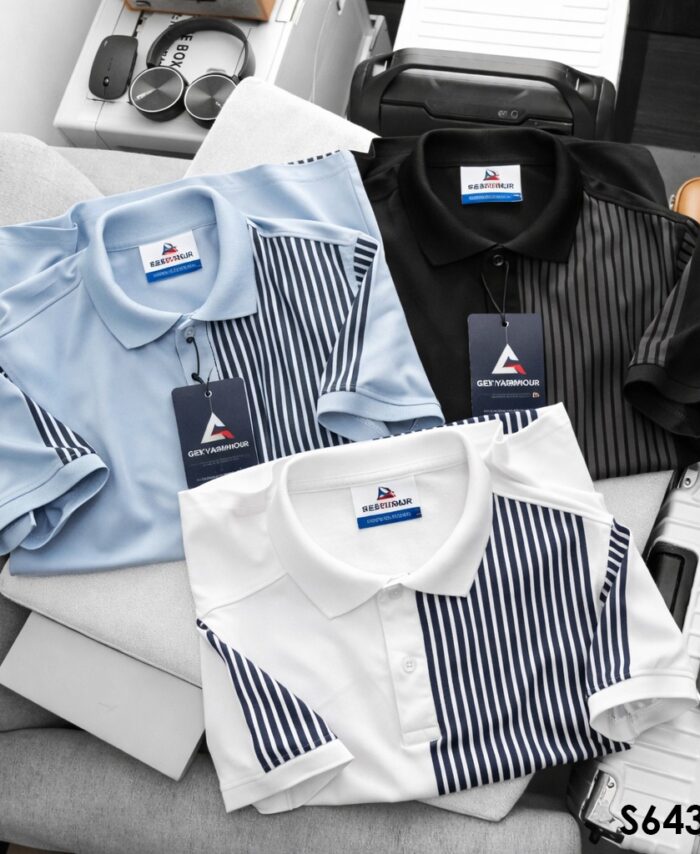 GREY ARMOUR Premium Cotton Stripe Printed Pique Polo T-Shirt (ORIGINAL)