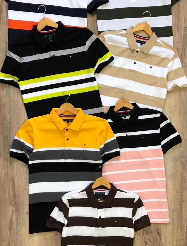 Brand TMY Premium Engineering Striped Cotton Polo T shirt