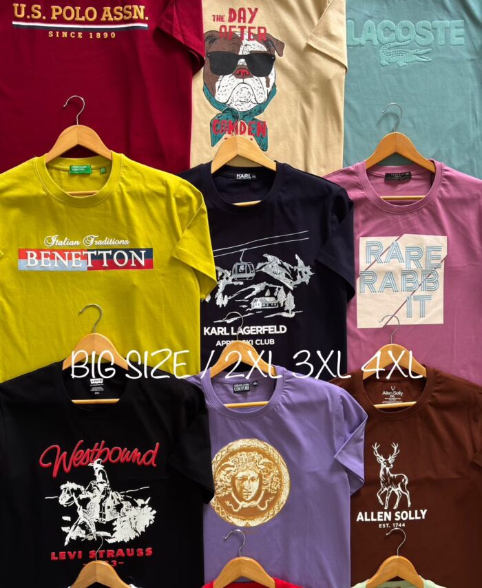 Mix Brand Premium Cotton Printed Round neck T-shirt [BIG SIZE]
