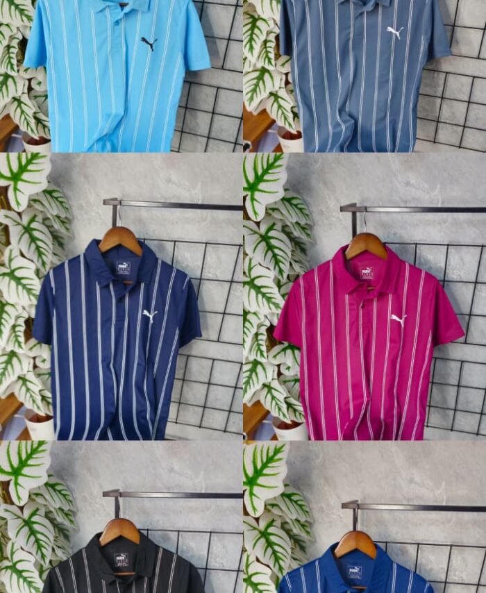 Branded PMA Sports Vertical Stripe Mars Polyester Pique Polo T-shirt