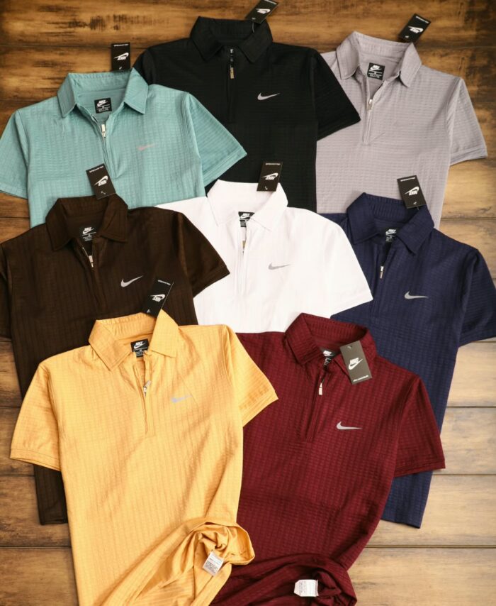 Branded NKE Jacquard Sports Zipper Polo T-shirt
