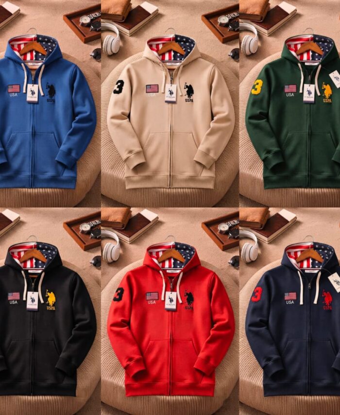 U.S.P.A Loop Knit Fleece Fabric Zipper Hoodies